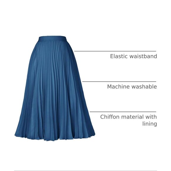 GRACE KARIN Women High Elastic Waist Pleated Chiffon Skirt Midi Swing A-line Ski - Picture 2 of 7